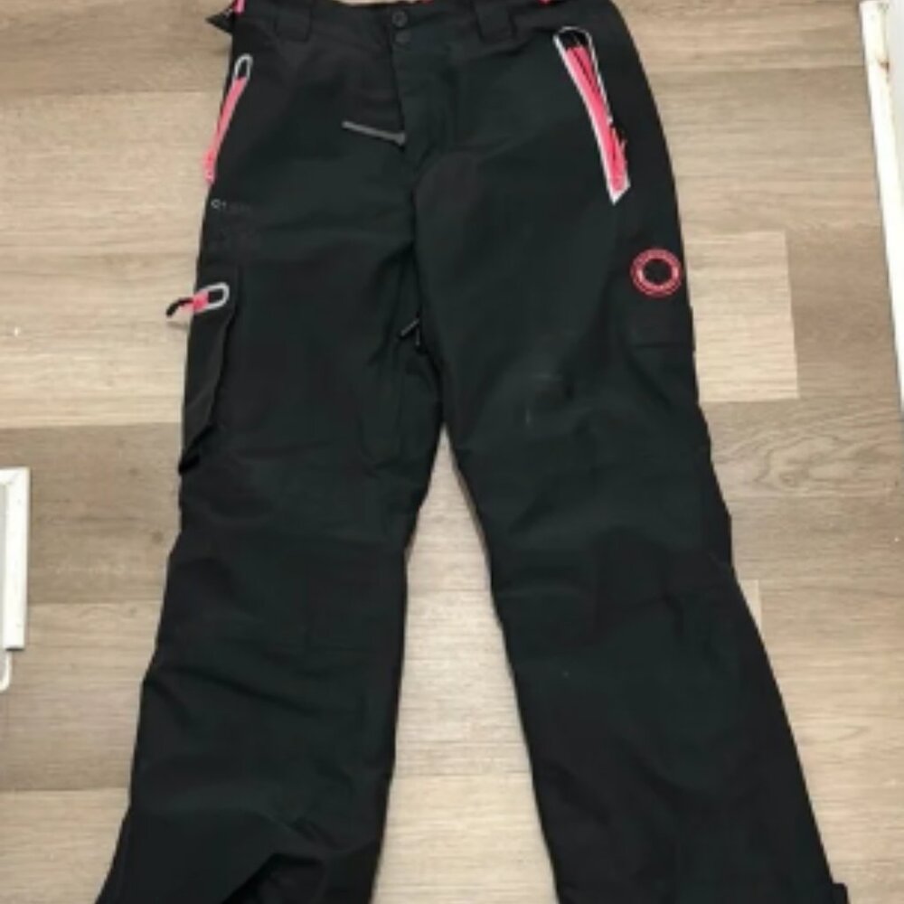 Superdry Snow Stylish Black Snow Pants with Pink Accents